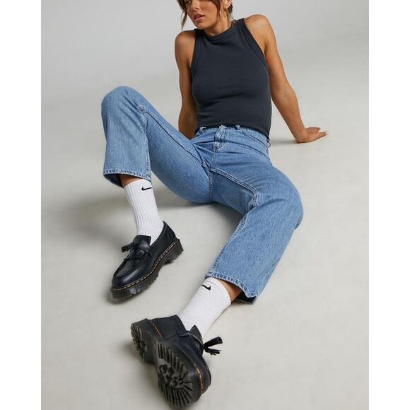 Womens Sz 8 Dr Martens Shoes Adrian Quad Platform Loafer Leather Black Mens 7 - Picture 2 of 7